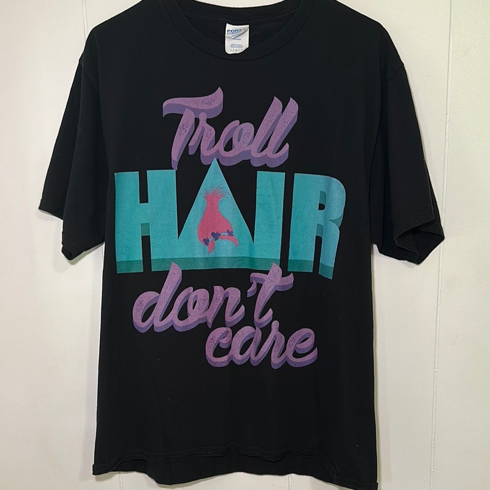 Port and Company Black Tee with Purple and Teal Design